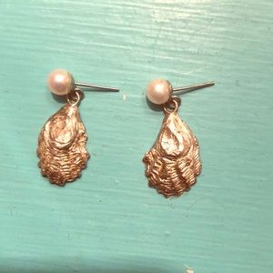 Mark Lexton oyster shell pearl earrings
